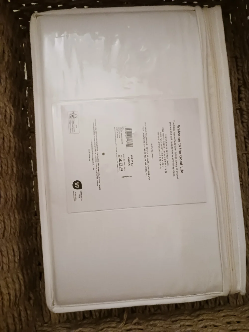 UGG White Queen Sheet Set 100% Cotton